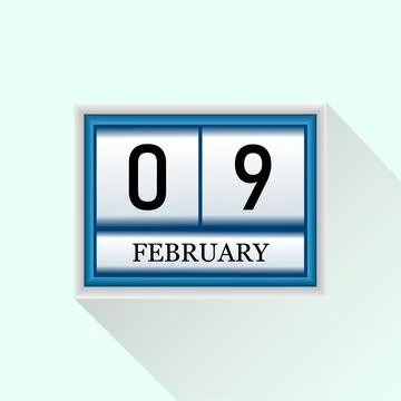 9 February Vector flat daily calendar icon. Date and month. Stock Illustration