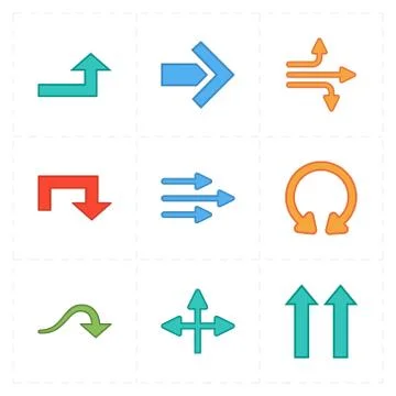 9 flat modern arrows Stock Illustration