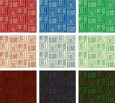 9 Geometric Abstract Patterns Stock Illustration