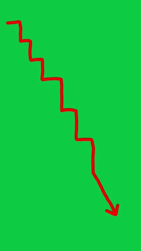 9. Hand Drawn Red Downward Arrow Brush Stroke Animation on Green Screen, Dec Stock Footage 345360787