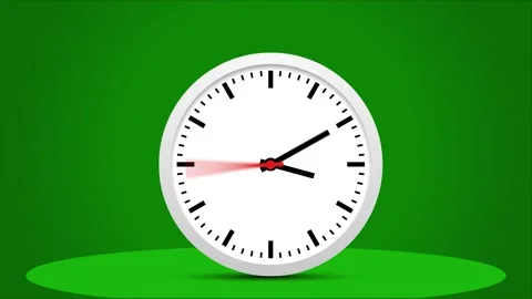9 Hours Fast motion hand clock watch animation and green background design. Stock Footage 333877860