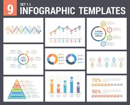 9 Infographic Templates Stock Illustration