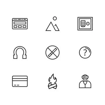 9 Line icons set for web and user interface Illustrazione stock