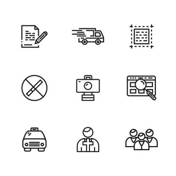9 Line icons set for web and user interface Illustrazione stock