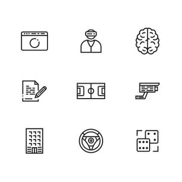 9 Line icons set for web and user interface Illustrazione stock