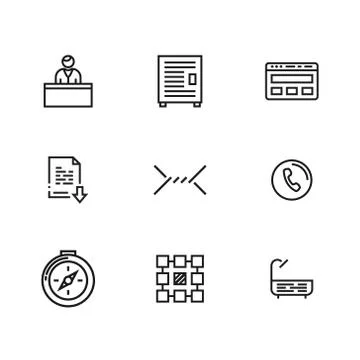 9 Line icons set for web and user interface Illustrazione stock