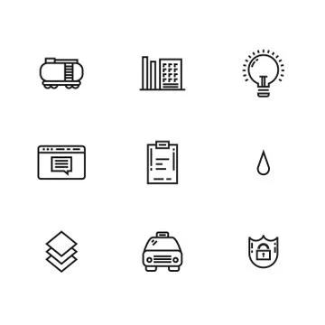 9 Line icons set for web and user interface Illustrazione stock
