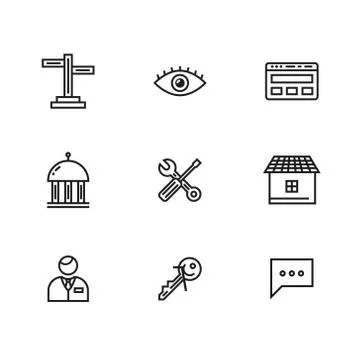 9 Line icons set for web and user interface Illustrazione stock