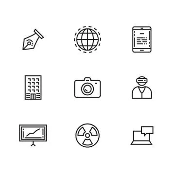 9 Line icons set for web and user interface Stock Illustration