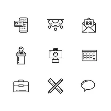 9 Line icons set for web and user interface Illustrazione stock