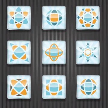 9 logo shiny icons Stock Illustration