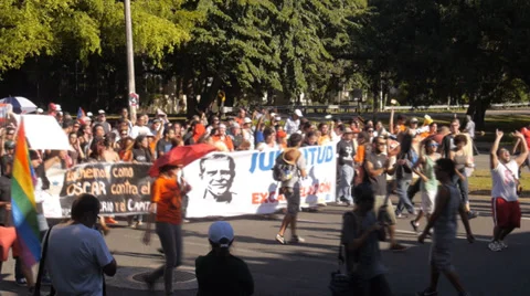 9 - march protest crowd remonstration mass demonstrations 11-23-13 Stock Footage 32866472