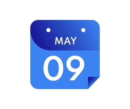 9 May, Single Day in Calendar isolated on white background Stock Illustration
