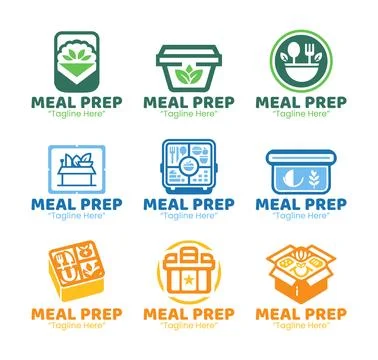9 Meal Prep Service Logo Set Professional Healthy Food Branding Collection Stock Illustration