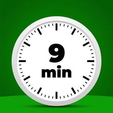 9 minute time clock countdown number icon design Stock Illustration