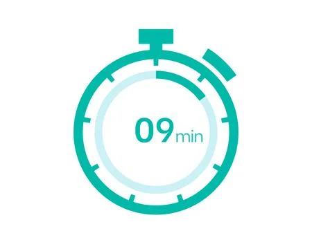 9 minutes timer icon, 9 min digital timer. Clock and watch, timer, countdown Stock Illustration