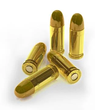 9 mm Full Metal Jacket Bullets on White Stock Illustration