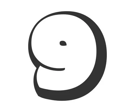 9 nine, bubble comic lettering, rounded in graffiti style black and white s.. イラスト素材