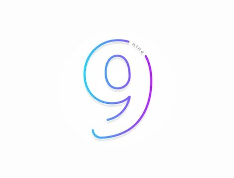 9 number, modern gradient font alphabet. Trendy, dynamic creative style desig Illustrazione stock