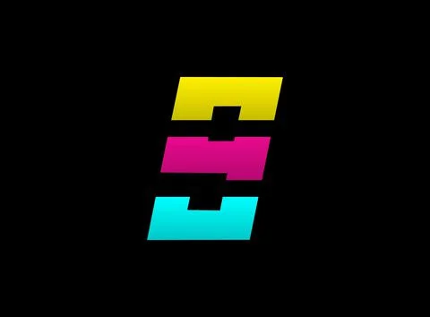 9 number vector desing, Cmyk color font logo, . Dynamic split blue, pink, yel Stock Illustration