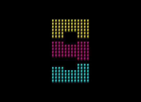 9 number vector desing, cmyk color font logo. Dynamic split pink, yellow, blu Stock Illustration