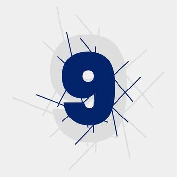 9 Numeric text conceptual logo vector design. Nine number with line shape Stock-Illustration