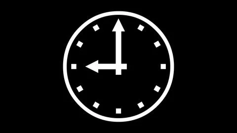 9 O Clock face icon white color in black background Stock Illustration