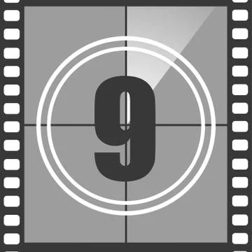 9 from old movie count down Illustrazione stock