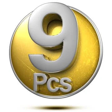 9 Pcs 3d rendering on the yellow circle behind the white background .(with Cl Stock Illustration