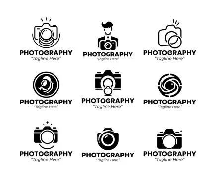 9 Photography Logo Set Creative Camera Brand Design Stock Illustration