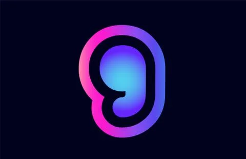 9 pink blue gradient number logo icon design Stock Illustration