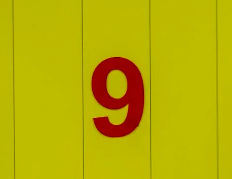 9 - red on yellow Stock Photos