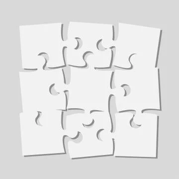 9 Scattered Piece Puzzle Rectangle Banner. Puzzle. Stock Illustration