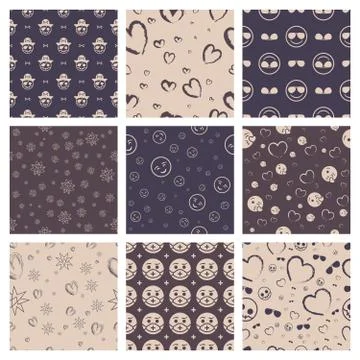 9 Seamless Patterns. Casual Design Stock Illustration