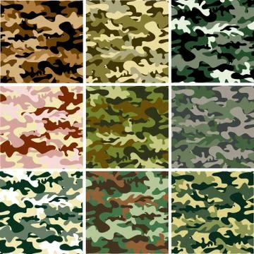 9 Set of camouflage pattern Stock Illustration