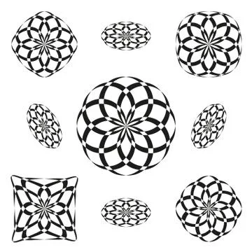 9 shapes in roseta style Stock Illustration