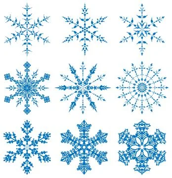 9 snowflakes Stock Illustration