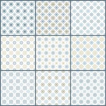9 snowflakes patterns Stock Illustration