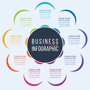 9 Steps Circle Infographic Design Stock Illustration