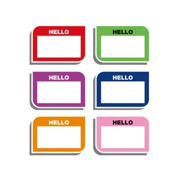 9 template illustrations set of colorful labels name stickers with blank text Stock Illustration