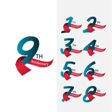 9 Th Anniversary Set Vector Template Design Illustration 스톡 일러스트