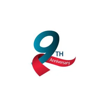 9 Th Anniversary Vector Template Design Illustration Illustrazione stock