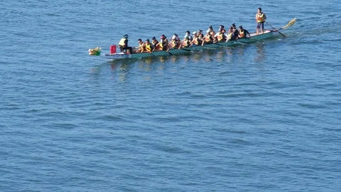 The 9 th Hong Kong Half Marathon Dragon Boat Championships organized on Sunday Stock Footage 99211636