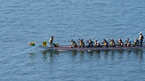 The 9 th Hong Kong Half Marathon Dragon Boat Championships organized on Sunday Stock Footage 99211637