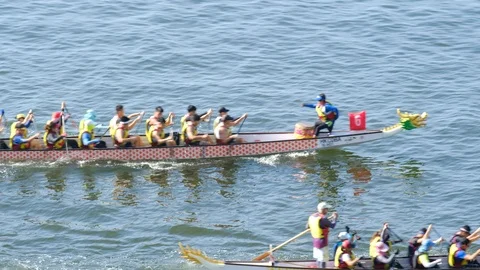 The 9 th Hong Kong Half Marathon Dragon Boat Championships organized on Sunday Stock Footage 99211715
