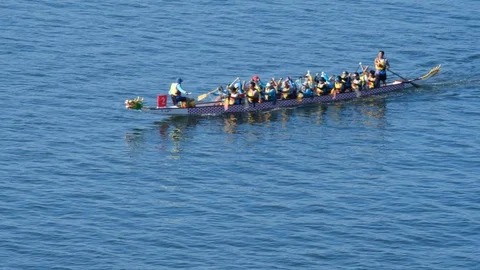 The 9 th Hong Kong Half Marathon Dragon Boat Championships organized on Sunday Stock Footage 99211889
