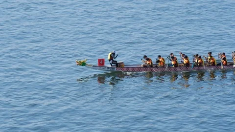 The 9 th Hong Kong Half Marathon Dragon Boat Championships organized on Sunday Stock Footage 99212294