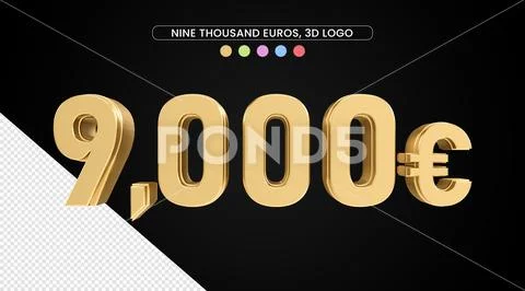 9 thousand euros 3D gold, 3D numbers PSD Template