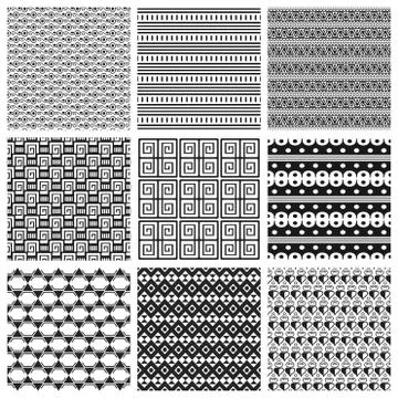 9 Universal different vector seamless patterns Stock Illustration