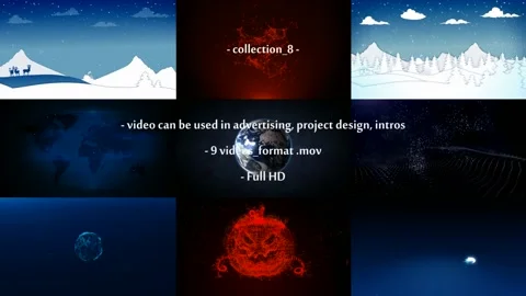 9 video of earth, winter, Christmas tree, etc.. Collection_8. Stock After Effects